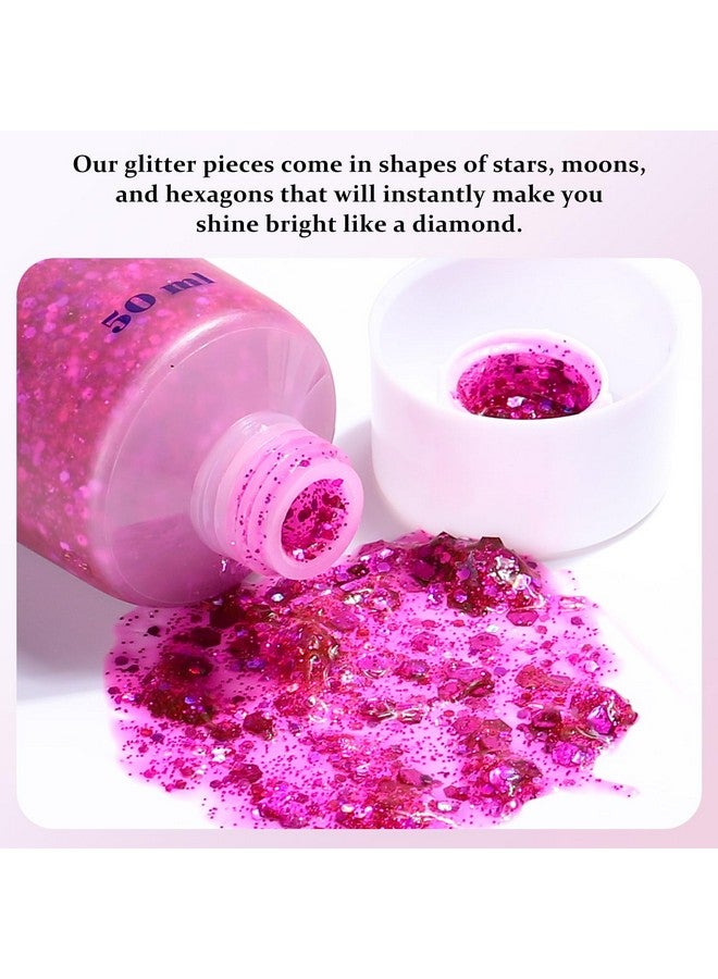 Long Lasting Rose Body Glitter Holographic Sparkling Cosmetic Grade Chunky Glitter For Face Hair (Rose)