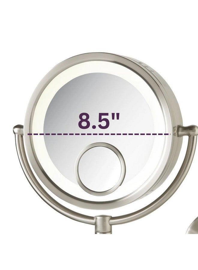 Hl8515N Lighted Wall Mount Makeup Mirror With 7X And 15X Magnification Nickel Finish 8.5
