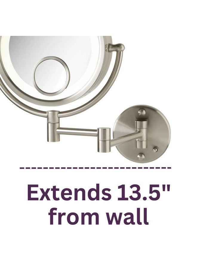 Hl8515N Lighted Wall Mount Makeup Mirror With 7X And 15X Magnification Nickel Finish 8.5