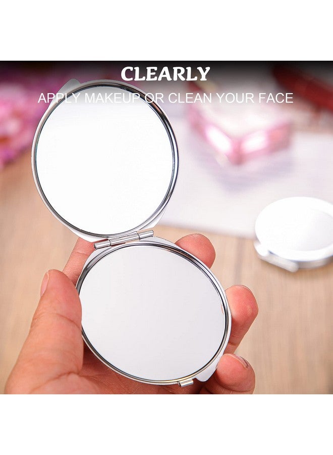 6 Pieces Sublimation Pocket Makeup Mirror Sublimation Metal Compact Mirror Sublimation Travel Makeup Mirror For Women Men Home Travel Use