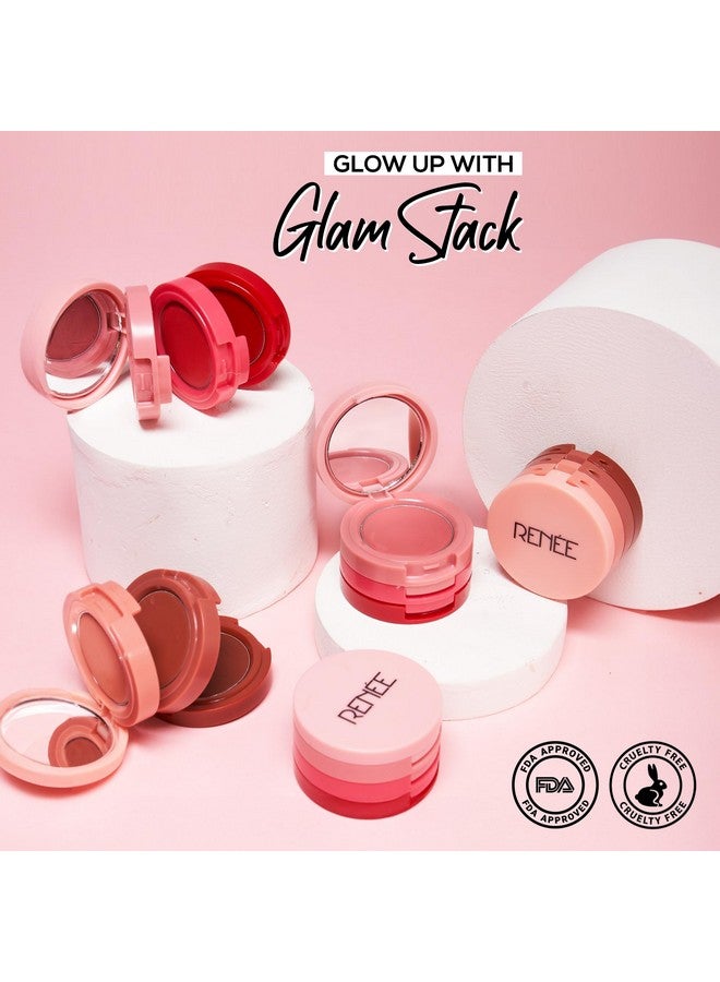 Glam Stack 3In1 Lip & Cheek Tint Pink 4.5G 3 Shades In 1 Rich Creamy Natural Seamless Finish Smooth & Blendable Formula Travel Friendly Quick & Easy To Use