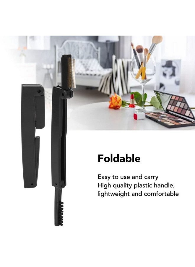 2Pcs Folding Eye Lash Brow Comb Portable Metal Teeth Dual Sided Eyebrow Grooming Brush Eyelash Comb Separator Practical Makeup Tools