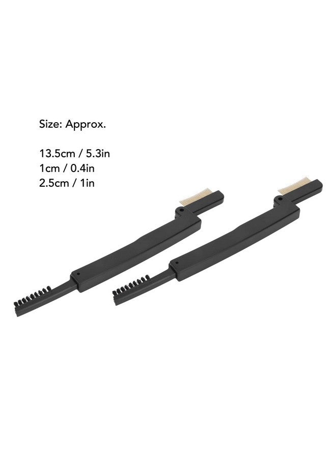 2Pcs Folding Eye Lash Brow Comb Portable Metal Teeth Dual Sided Eyebrow Grooming Brush Eyelash Comb Separator Practical Makeup Tools