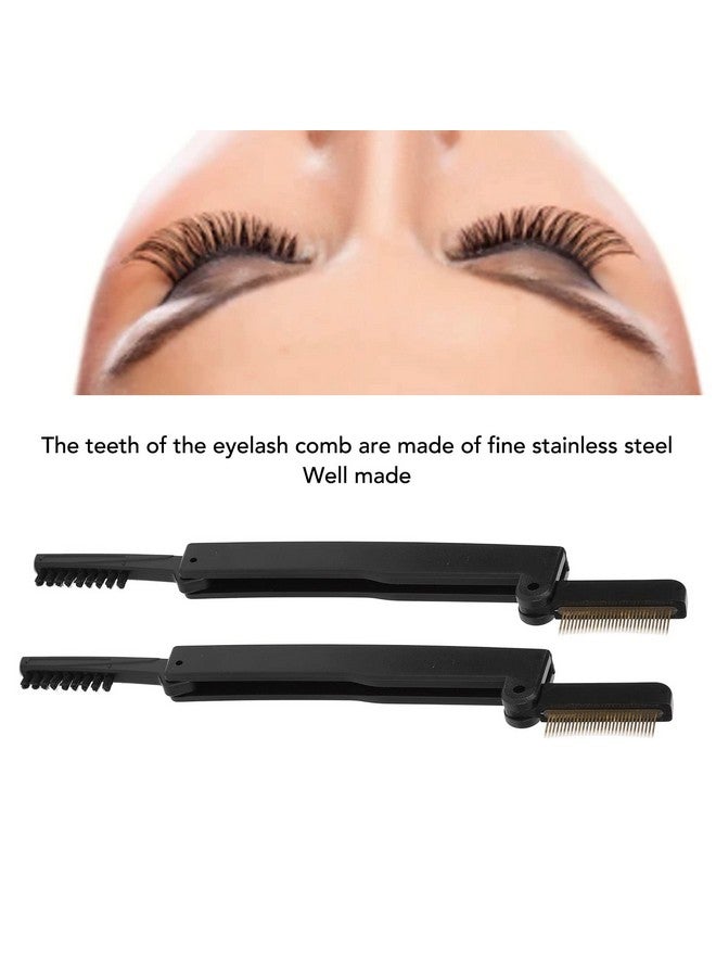 2Pcs Folding Eye Lash Brow Comb Portable Metal Teeth Dual Sided Eyebrow Grooming Brush Eyelash Comb Separator Practical Makeup Tools