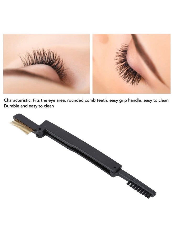 2Pcs Folding Eye Lash Brow Comb Portable Metal Teeth Dual Sided Eyebrow Grooming Brush Eyelash Comb Separator Practical Makeup Tools