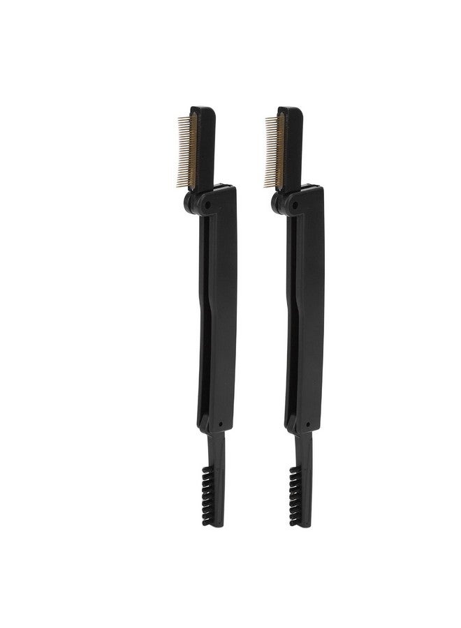 2Pcs Folding Eye Lash Brow Comb Portable Metal Teeth Dual Sided Eyebrow Grooming Brush Eyelash Comb Separator Practical Makeup Tools