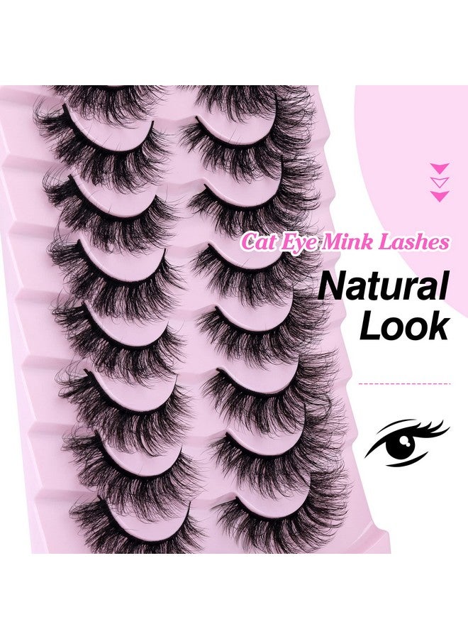 False Eyelashes Fluffy Wispy Mink Lashes 16Mm Natural Full Volume Pestañas Cat Eye Lashes 9 Pairs By Yawamica Black