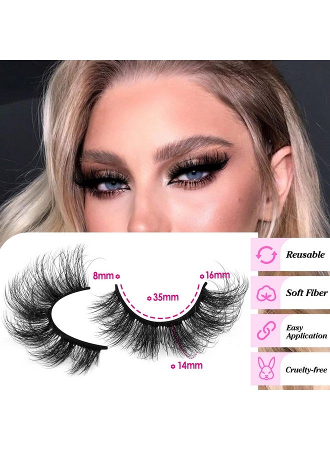 False Eyelashes Fluffy Wispy Mink Lashes 16Mm Natural Full Volume Pestañas Cat Eye Lashes 9 Pairs By Yawamica Black