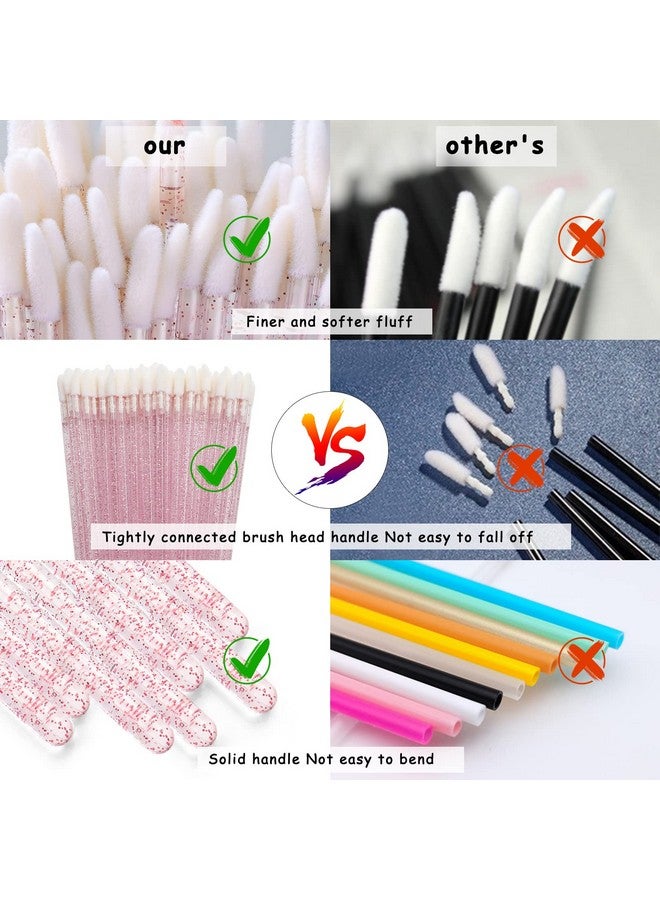 Disposable Lip Brushes 100 Pcs Lip Applicator Lip Gloss Brushes Lipstick Lip Wands Makeup Beauty Brushes For Lipstick Lip Gloss Lip Mask Eyeshadow Pink