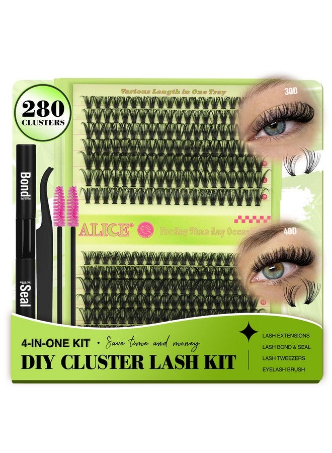 Diy Lash Extension Kit Mix 30D 40D Individual Lashes Cluster Eyelash Extension Kit 280Pcs 1018Mm Lash Clusters With Lash Glue Bond And Seal Lash Applicator For Lash Extension Beginners By Alice