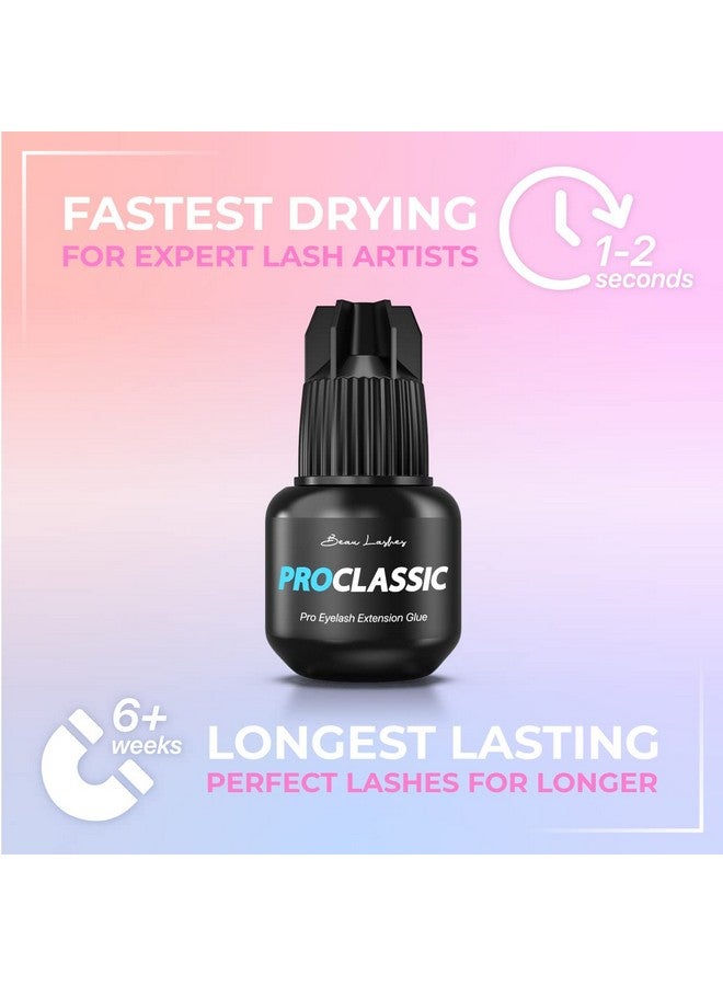 Super Strong Classic Eyelash Extension Glue For Professionals Strongest Black Lash Adhesive For Long Lasting Semi Permanent Individual Lash Extensions 12S Fastest Drying & Up To 6 Weeks Retention