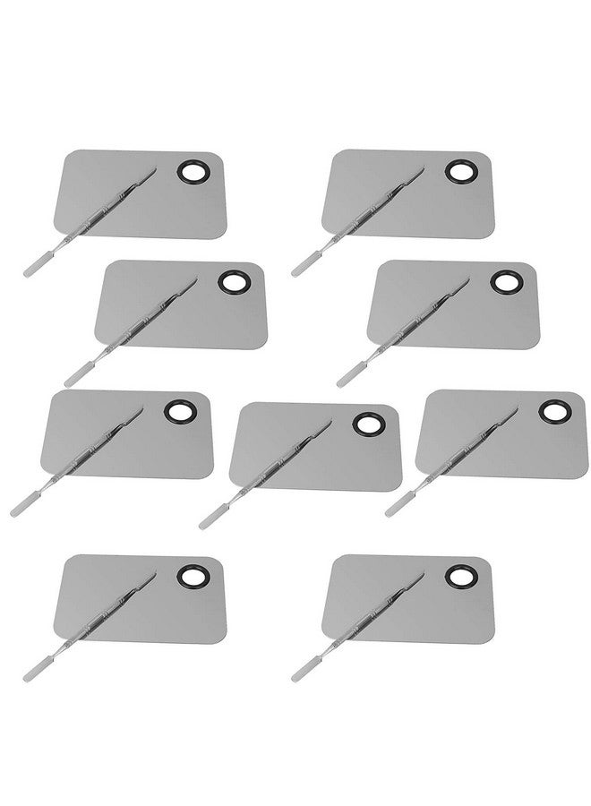 Pack Of 9 Makeup Palette With Stainless Steel Square Shape Spatula Silver