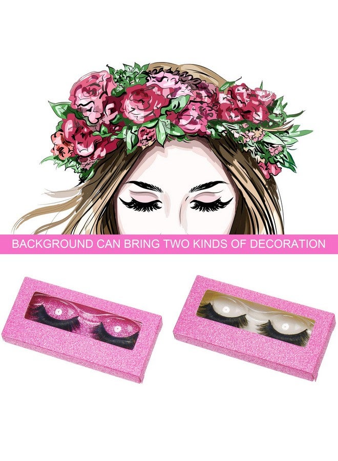 50 Sets Empty Eyelash Case Set Include 50 Empty Eyelash Box Lash Box Packaging Eyelash Storage Box 50 Eyelash Box Tray False Eyelash Storage Box Tray 50 Internal Background Paper (Pink)