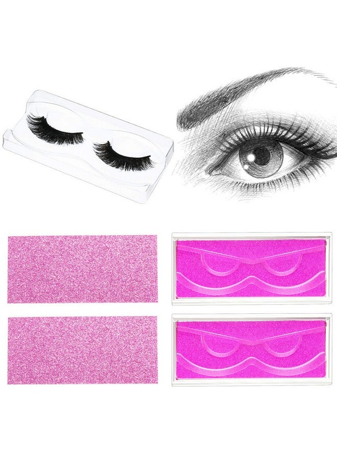 50 Sets Empty Eyelash Case Set Include 50 Empty Eyelash Box Lash Box Packaging Eyelash Storage Box 50 Eyelash Box Tray False Eyelash Storage Box Tray 50 Internal Background Paper (Pink)