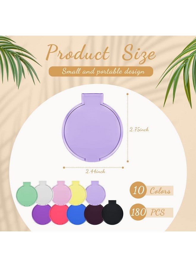 180 Pcs Compact Mirror Bulk Round Mini Folding Mirror Portable Pocket Mirror Makeup Small Mirror Vintage Travel For Cosmetic Purse Bag Women Girls Daily Use (10 Colors)