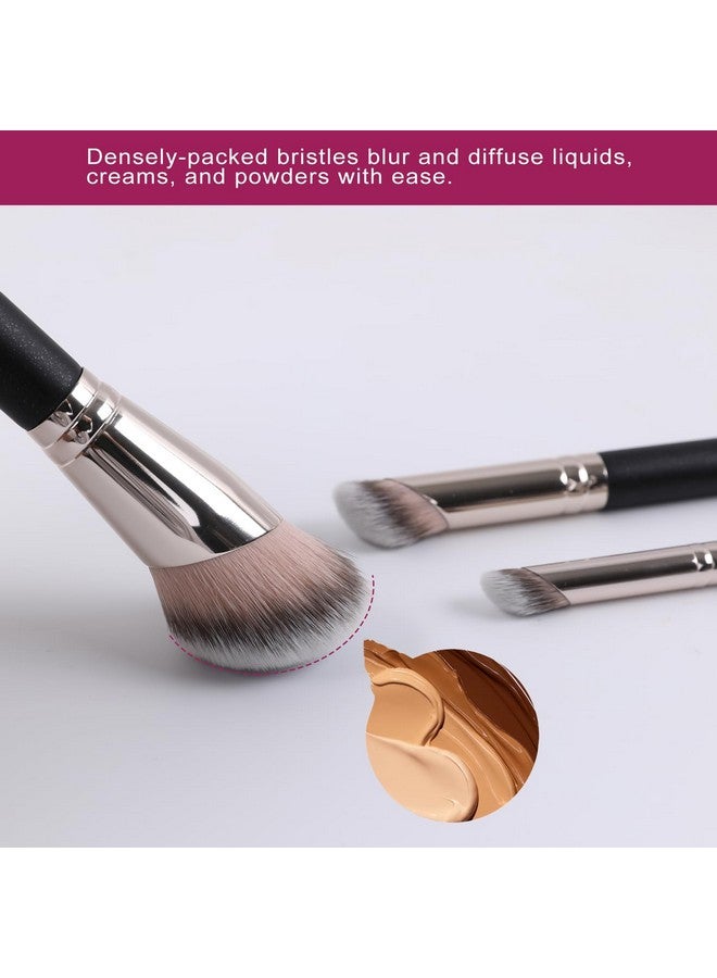 Angled Foundation Brush Large Makeup Brush For Liquid Cream Powder Cosmetics Blending Contouring Setting Vegan Synthetic Bristles Face Makep Brush