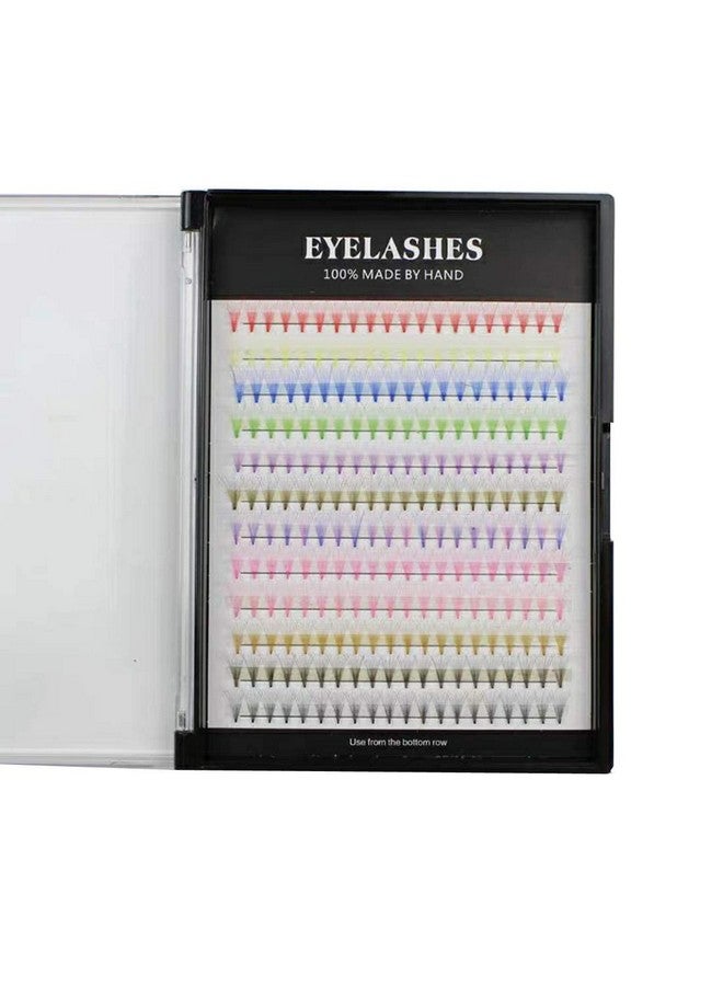 12Rows 240Pcs 10D Colorful Individual Premade Fans False Eyelashes Mixed 12 Colors Volume Eye Lashes Extensions Makeup Cluster Eyelashes 8/10/12/13/14/15/16Mm Available (15Mm)