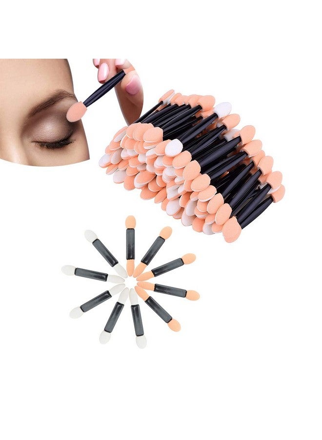 50Pcs Disposable Eyeshadow Brush Eyeshadow Stick Lip Brush Sponge Applicator Oval Makeup Tooldouble Ended And Dual Sides Colors Design3Inch Black