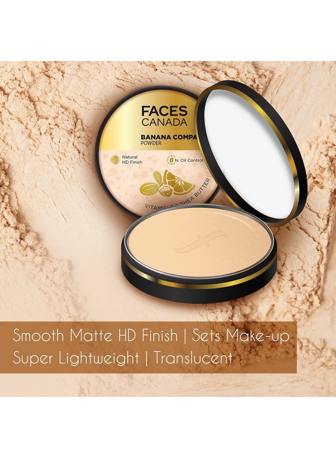 Banana Compact Powder For All Skin Types 9G8Hr Oil Control Complexion Enhancersmooth Matte Hd Finishtranslucent Powder Sets Makeupblurs&Concealsradiant Flawless Skinvitamin Ccream