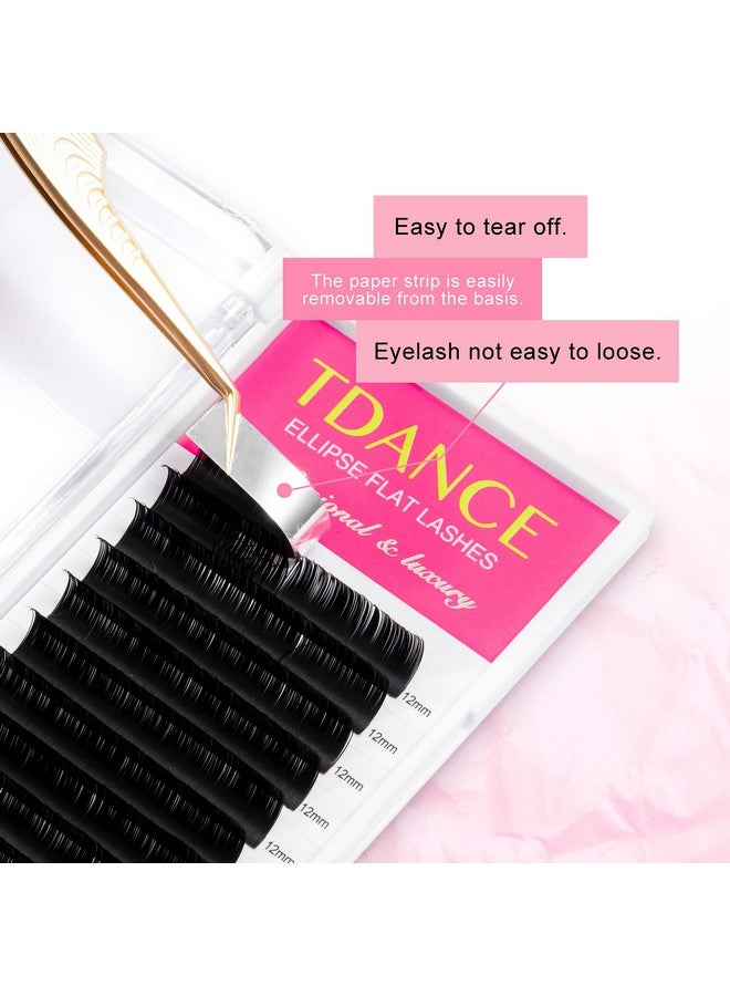 Classic Lash Extensions Flat Lashes Eyelash Extensions 0.15Mm D Curl Ellipse Eyelash Extensions 815Mm Mixed Black Matte Individual Lashes Salon Use(Flatd0.15815Mm)