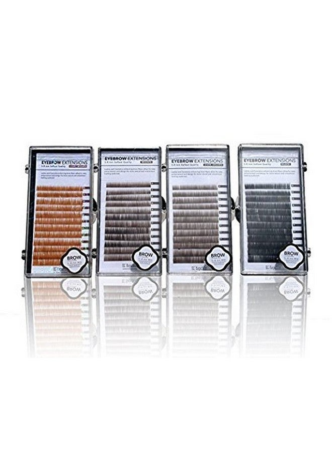 Eyebrow Extensions Kit With 4 Trays Of Mink Eyebrows In Blonde/Light Brown Brown Dark Brown Black Comes On Mixed Length Trays 58 Mm Mix Eyebrow Extension Glue & Extension Tweezers