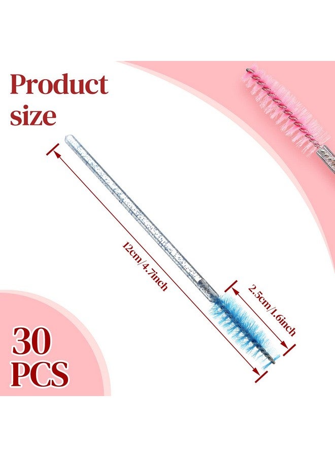 60 Pieces Disposable Mascara Wand Tube Set 30 Diamond Empty Mascara Tube And 30 Crystal Eyelash Brush Spoolies Makeup Brush Eyebrow Applicator Tool For Lash Exention Supplies (Classic Style)