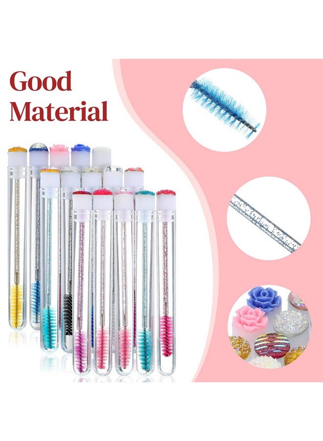 60 Pieces Disposable Mascara Wand Tube Set 30 Diamond Empty Mascara Tube And 30 Crystal Eyelash Brush Spoolies Makeup Brush Eyebrow Applicator Tool For Lash Exention Supplies (Classic Style)