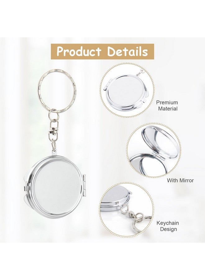 6 Pcs Round Mirror Keychain Compact Mirror Double Sided Folding Mirror Key Chain Pendant Small Hand Held Mirror With Keyring For Women Girls