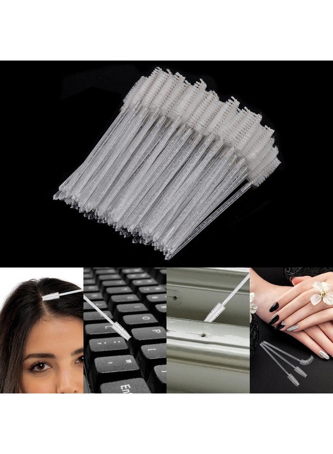 300 Pcs Disposable Mascara Wands Crystal Spoolies Brush For Eyelash Extensions Spooly Eyelash Eyebrow Brushes Lash Wand Applicator Makeup Kits (White)