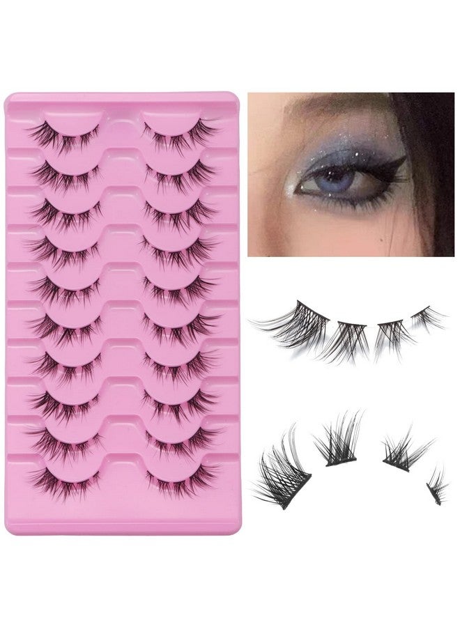 10 Pairs Cluster Lashes Natural Look Manga Lash Clusters C Curl Wispy Individual Eyelashes Cat Eye Lashes Diy Eyelash Extensions(A01205)