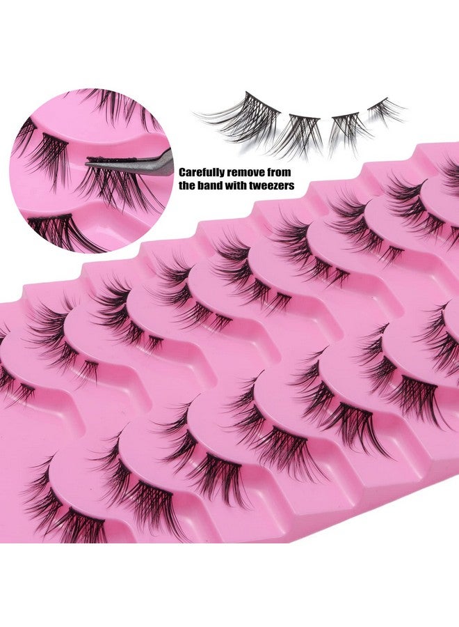 10 Pairs Cluster Lashes Natural Look Manga Lash Clusters C Curl Wispy Individual Eyelashes Cat Eye Lashes Diy Eyelash Extensions(A01205)