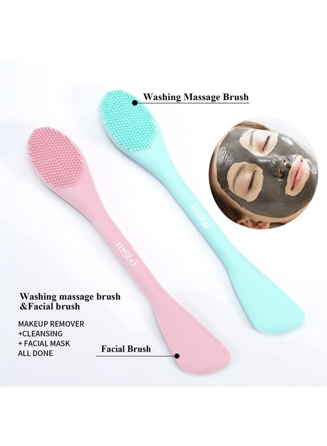 Silicone Face Mask Brush Soft Facial Cleansing Scrubber 2 Pack Doubleend Facial Mask Brush For Mud Clay Charcoal Mixed Mask Diy Skincare Applicator Tools For Apply Cream Lotion