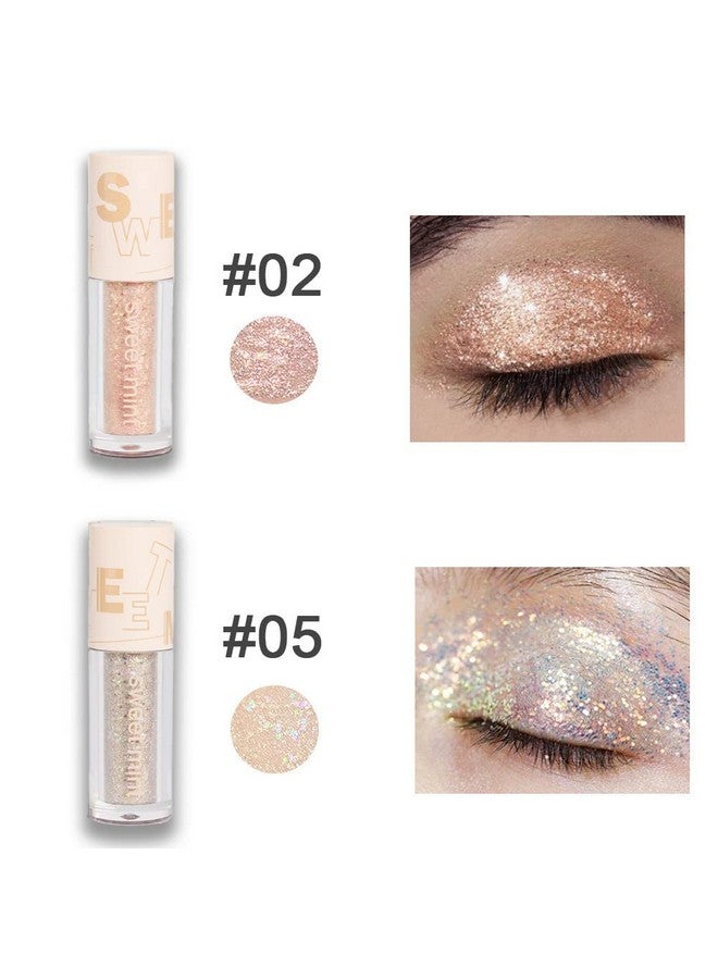 Liquid Sparkling Glitter Eye Shadow Sticks: Crystal Silver Golden Eyeshadow Eyeliner Eyelid Liquid Highlight Shimmer Makeup For Eyeswaterproof Quickdrying2 Pieces Sombra De Para Ojos