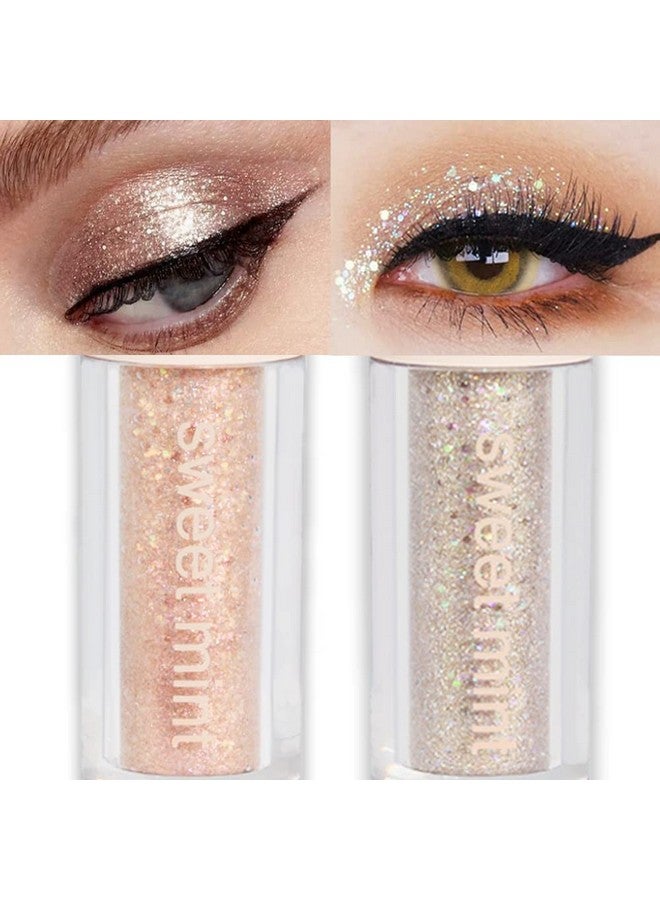 Liquid Sparkling Glitter Eye Shadow Sticks: Crystal Silver Golden Eyeshadow Eyeliner Eyelid Liquid Highlight Shimmer Makeup For Eyeswaterproof Quickdrying2 Pieces Sombra De Para Ojos