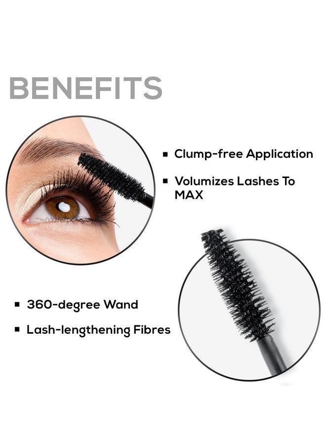 Volumax Mascara Black 10Ml Quick Dry Waterproof Long Lasting Weightless Formula Volumizes Lengthens & Conditions The Lashes With Intense Color 360 Degree Wand For Clump Free Application