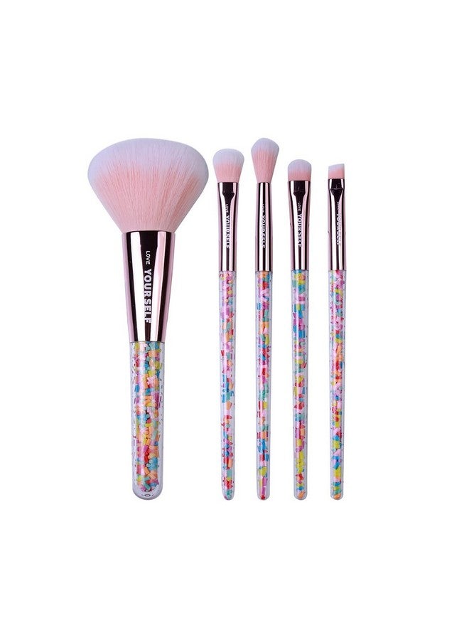 Makeup Brushes Set Rainbow Series With Powder Brush Highlighting/Shading Brush Eye Shadow Brush Concealer Brush And Brow Brush 5Pcs Multicolor