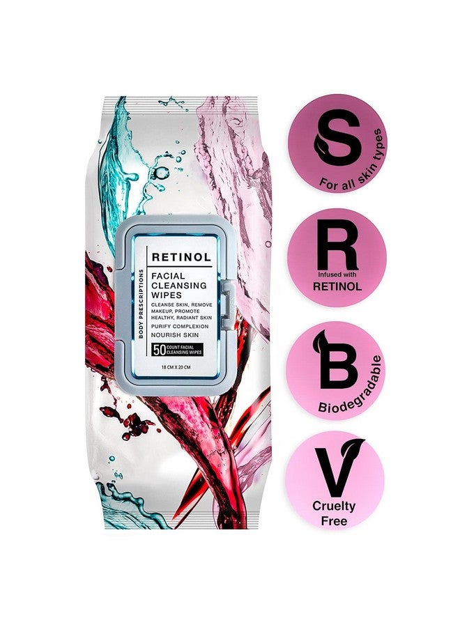 Face Wipes Retinol Facial Cleansing And Gentle Make Up Remover Wipes 2 Pack (50 Count Each) Body Prescriptions