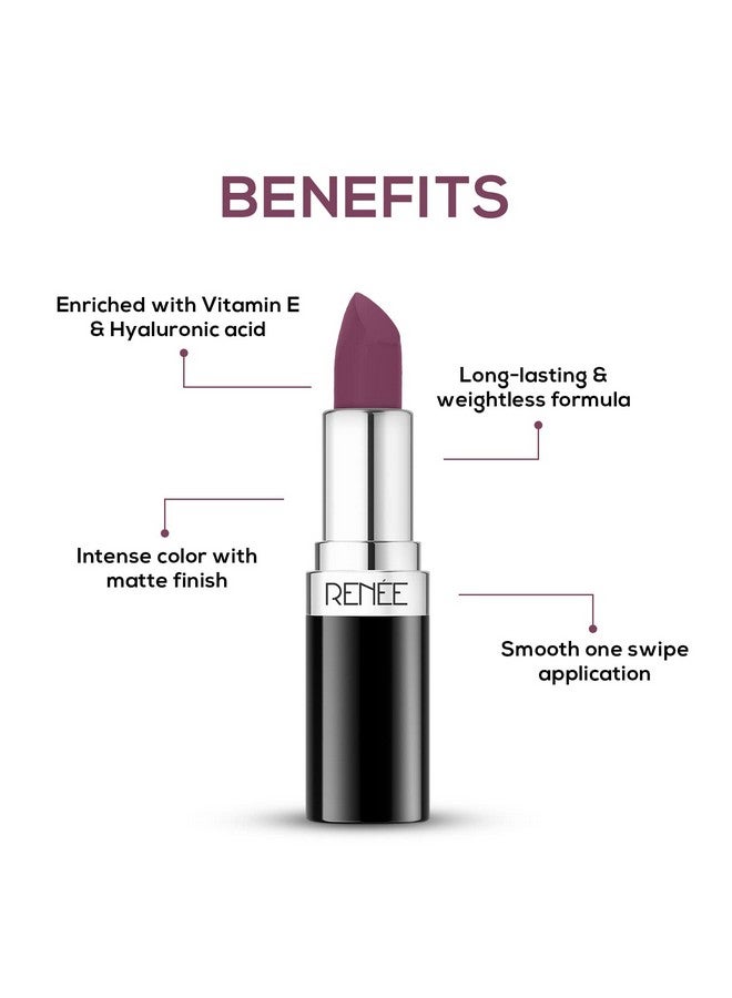 Stunner Matte Lipstick Your Highness 4Gm Intense Color Pay Off Full Coverage Long Lasting Weightless Velvety Formula With One Swipe Application Enriched With Vitamin E & Hyaluronic Acid