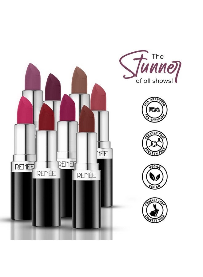 Stunner Matte Lipstick Your Highness 4Gm Intense Color Pay Off Full Coverage Long Lasting Weightless Velvety Formula With One Swipe Application Enriched With Vitamin E & Hyaluronic Acid