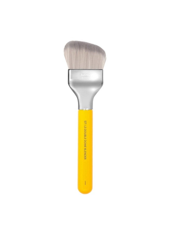 Professional Makeup Brush Studio Series 971 Large Slanted Double Dome Blender With Soft Synthetic Fibers For Quick & Easy Application And Blending (Yellow 1Pc)