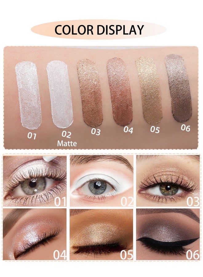 Glitter Cream Eyeshadow Stick 2Pcs Waterproof Long Lasting Champagne Rose Gold Shimmer Metallic Eye Shadow Eye Liner Crayon Automatic Makeup Pencil No Crease Eye Highlighter Brightener Pen 03+04