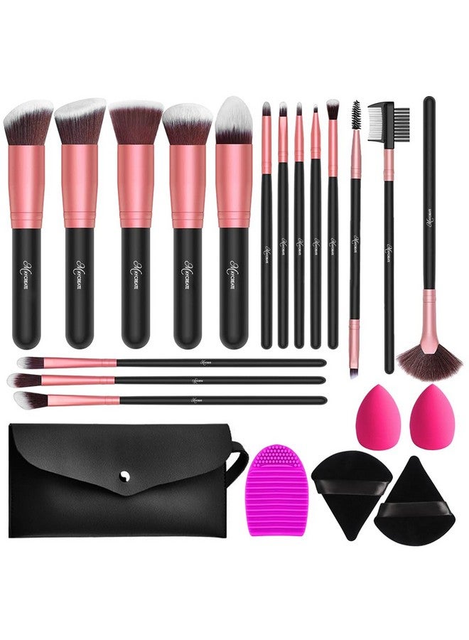 ® Makeup Brush Set 22Pcs Premium Synthetic For Foundation Powder/Concealers/Eye Shadows/Blusher/Highlighter/Contour/Nose Contour/Shading/Lipstick Makeup Brushes For Beginners(Rose Gold)