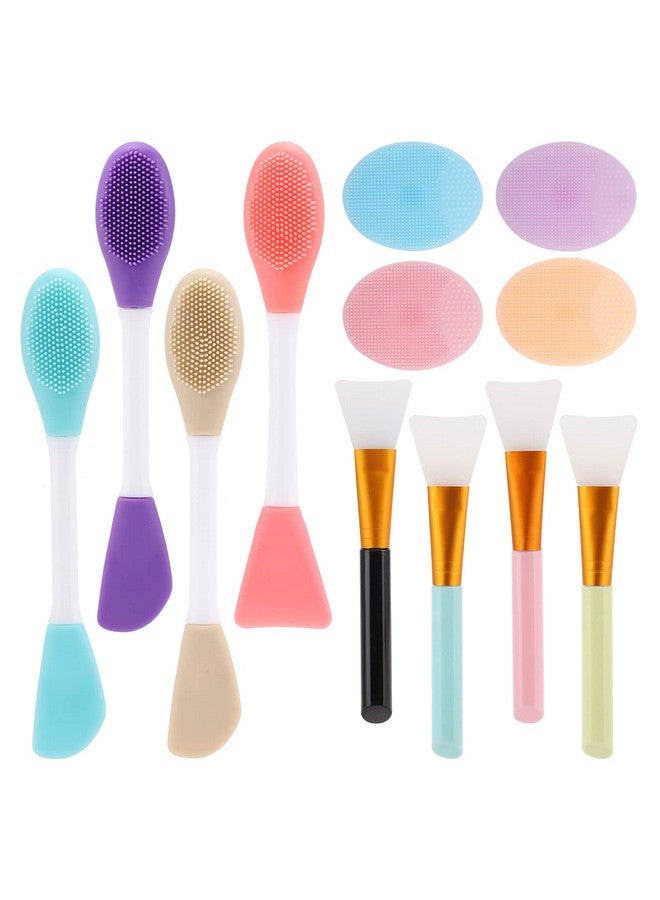 Silicone Facial Mask Applicator 4 Pcs Face Scrubber 4 Pcs Face Mask Brush 4 Pcs 2 In 1 Face Mask Applicator Lip Exfoliator Skin Care Tools Set