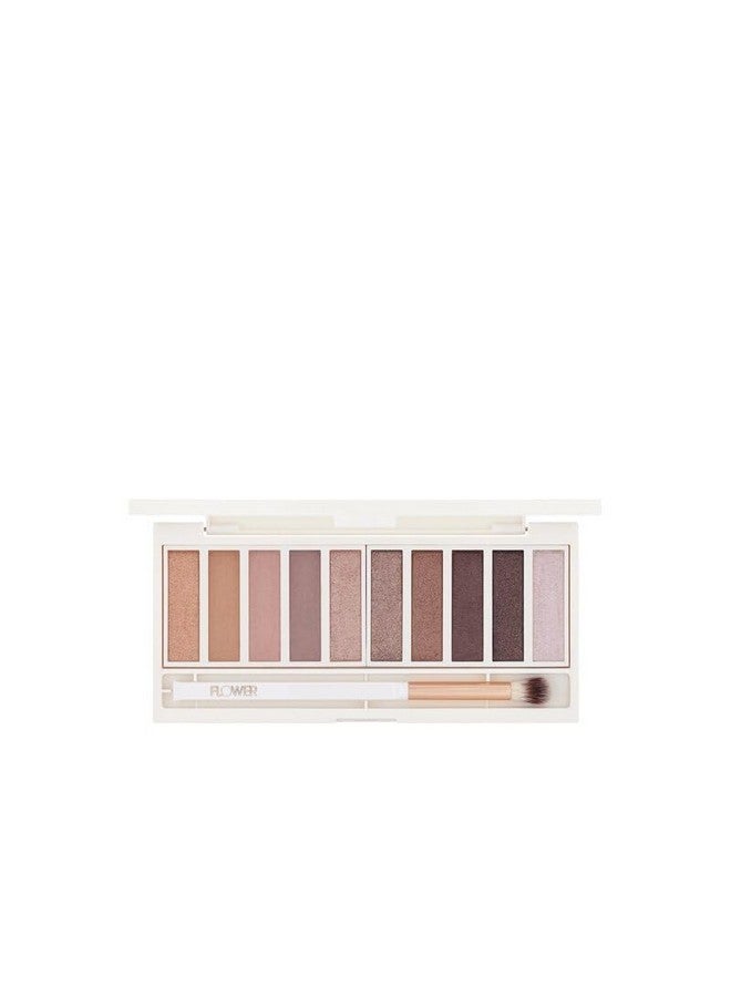 By Drew Barrymore Shimmer + Shade Eyeshadow Palette Neutral Colors + Ten Shades Mix + Layers Shades Easily Blendable + Rich Color Payoff Brush Included (Smoke Show)