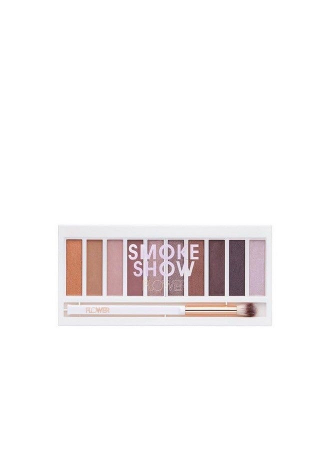 By Drew Barrymore Shimmer + Shade Eyeshadow Palette Neutral Colors + Ten Shades Mix + Layers Shades Easily Blendable + Rich Color Payoff Brush Included (Smoke Show)