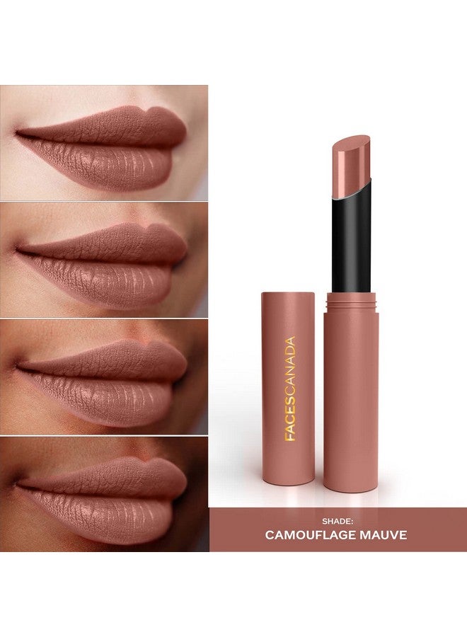 Faces Canada Long Stay 3In1 Matte Lipstick Camouflage Mauve 07 2G 8Hr Longstay Transfer Proof Moisturizing Chamomile & Shea Butter Primerinfused Lightweight Intense Color Payoff