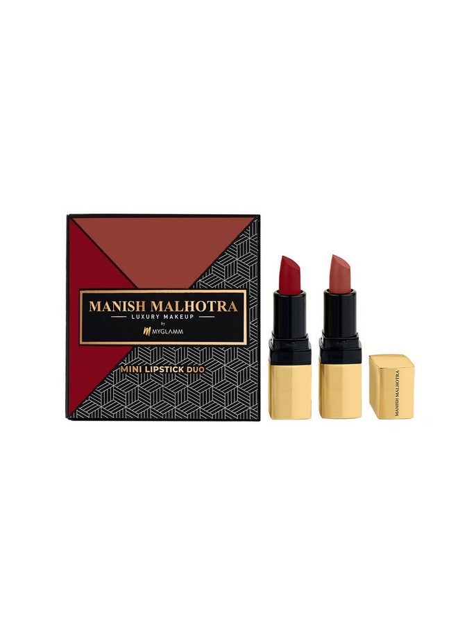 Manish Malhotra Soft Matte Mini Lipstick Set Retro Soft 1.5G (Set Of 2) Bold Red & Toasted Brown Shade Lipsticks Combo Long Lasting Creamy Matte Finish