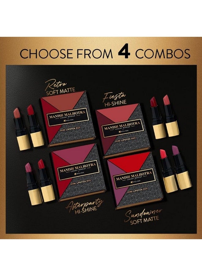 Manish Malhotra Soft Matte Mini Lipstick Set Retro Soft 1.5G (Set Of 2) Bold Red & Toasted Brown Shade Lipsticks Combo Long Lasting Creamy Matte Finish