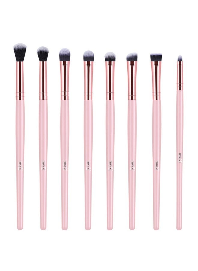 Eye Makeup Brushes 8Pcs Eyeshadow Makeup Brushes Set With Soft Synthetic Hairs & Real Longer Wood Handle For Eyeshadow Eyeliner Blending Lip(Pink)