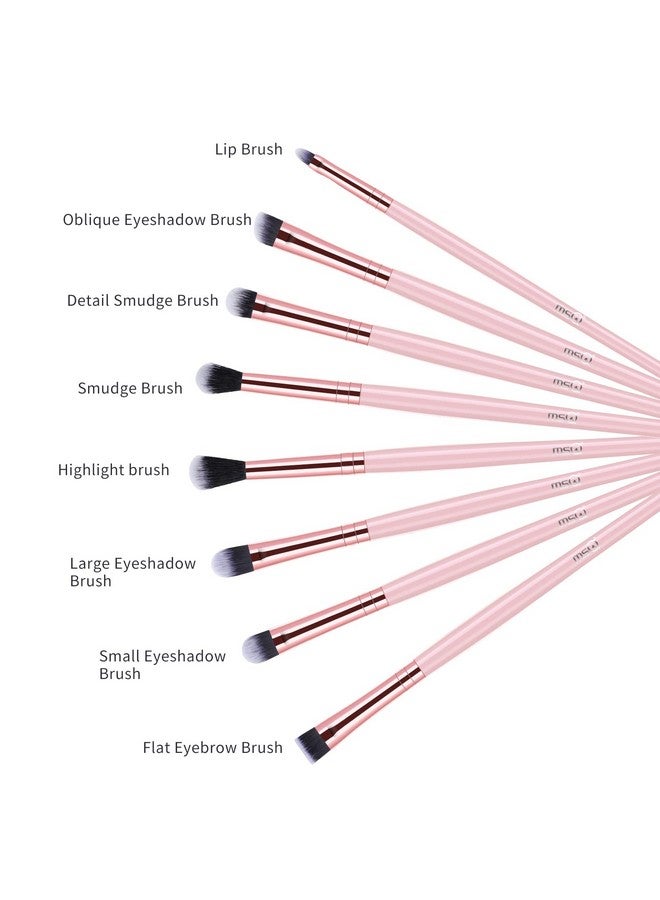 Eye Makeup Brushes 8Pcs Eyeshadow Makeup Brushes Set With Soft Synthetic Hairs & Real Longer Wood Handle For Eyeshadow Eyeliner Blending Lip(Pink)